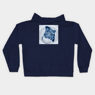 Manta Ray Mandala Indigo Blue Tie Dye Kids Hoodie